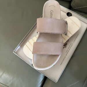 Gabor Tan Sandals with Wide Straps and Flat Sole